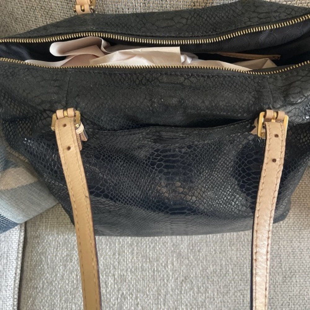 Michael Kors Black Patent Embossed Python Jet Set… - image 4